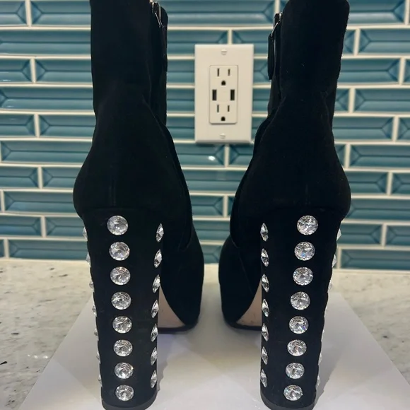 Miu Miu rhinestone studded platform booties - Picture 4 of 7